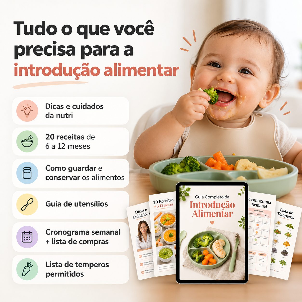 Mãe sorrindo para o bebê durante uma refeição
